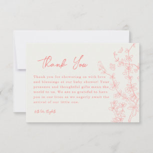 Peach Pink Chinoiserie Baby Shower Thank You Card
