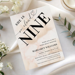 Peach Pink Cloud Nine Bridal Shower Invitation