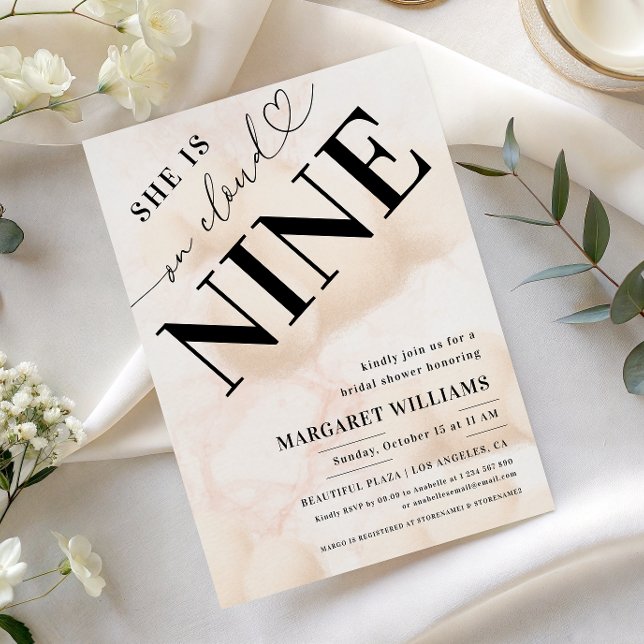 Peach Pink Cloud Nine Bridal Shower Invitation (Creator Uploaded)