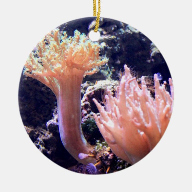 Peach Pink Coral Christmas Tree Ornament (Front)