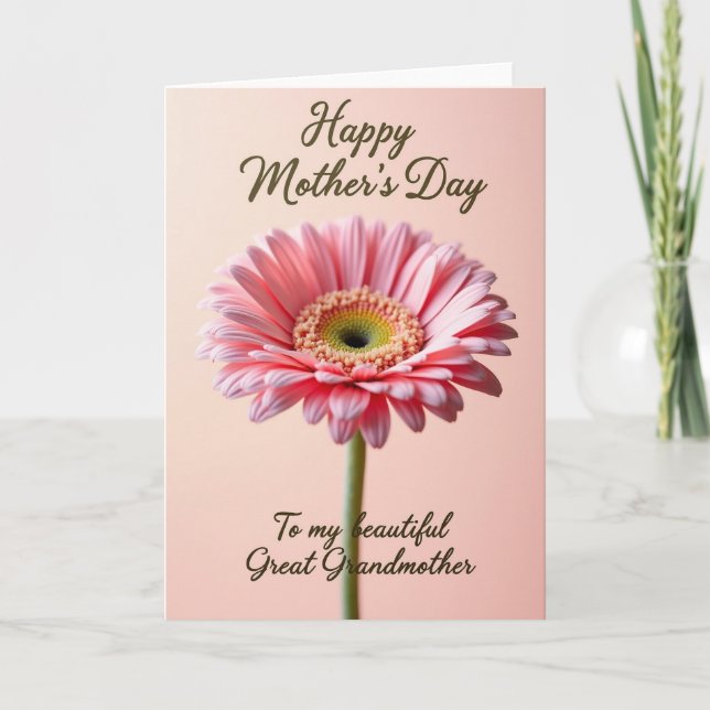 Peach Pink Daisy Mothers Day Card (Front)