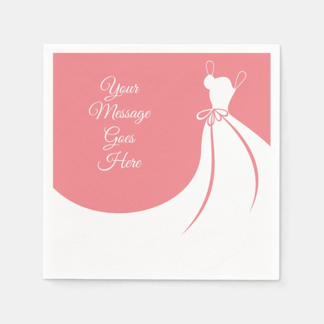 Peach Pink Elegant Gown Bridal Shower Napkins (Front)