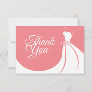 Peach pink Elegant Gown Bridal Shower Thank You Card