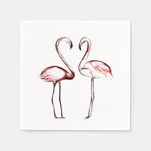 Peach Pink Flamingos Flamingo Chic Trendy Pool Napkins