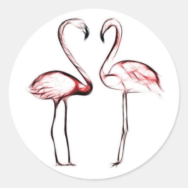 Peach Pink Flamingos Flamingo Party Favor Classic Round Sticker (Front)