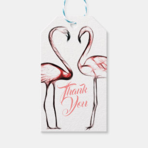 Peach Pink Flamingos Flamingo Party Favor Gift Tags
