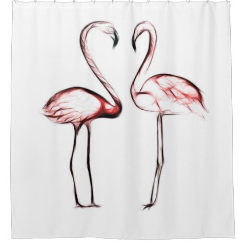 Peach Pink Flamingos Flamingo Tropical Shower Curtain