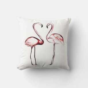 Peach Pink Flamingos Flamingo Tropical Throw Pillow