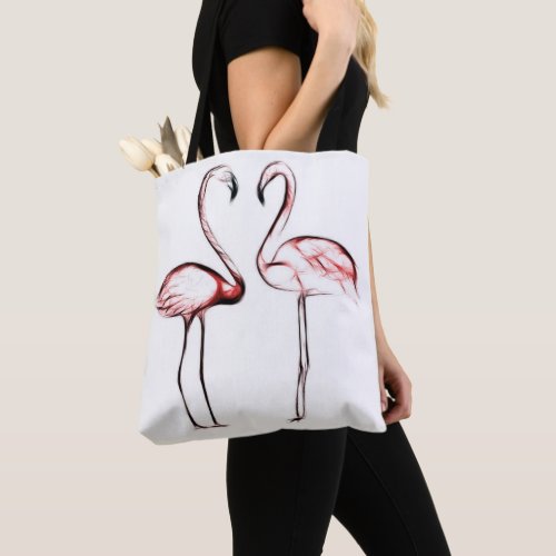 Peach Pink Flamingos Flamingo Tropical Tote Bag