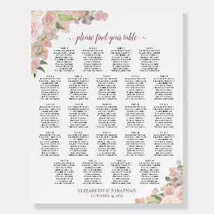 Peach Pink Floral 23 Table Wedding Seating Chart Foam Board