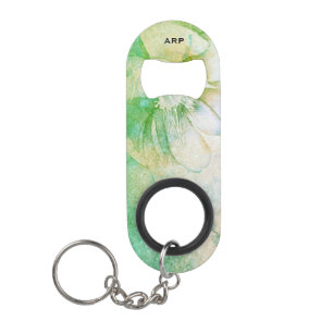 *~* Peach Pink Floral Celestial Glitter Watercolor Keychain Bottle Opener