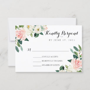 Peach pink floral wedding invitation