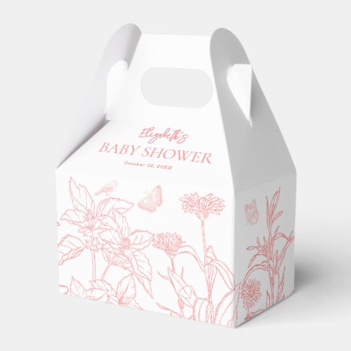 Peach Pink Garden Chinoiserie Baby Shower  Favor Boxes