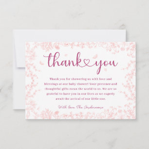 Peach Pink Garden Chinoiserie Baby Shower Thank You Card