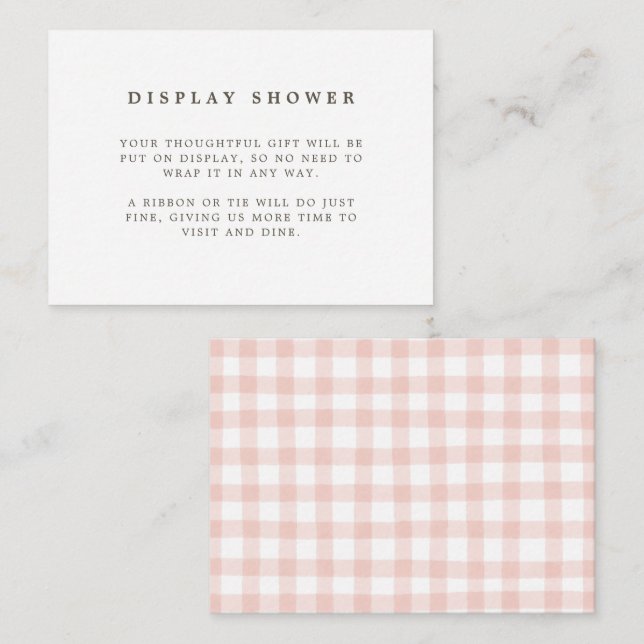 Peach Pink Gingham Pattern Enclosure Card (Front/Back)