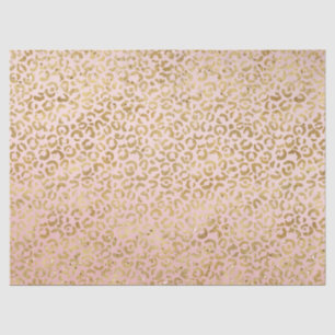Peach Pink Gold Glitz Sparkle Leopard Print Tissue Paper