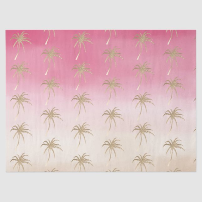 Peach Pink Gold Tropical Palm Trees   Tissue Paper (Front)
