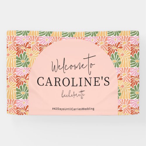 Peach Pink Groovy Floral Abstract  Banner