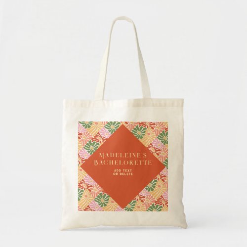 Peach Pink Groovy Floral Abstract  Tote Bag