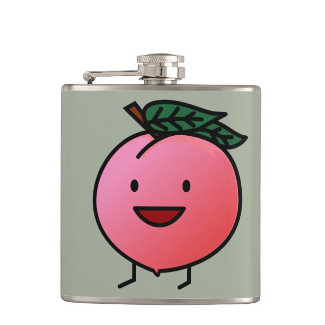 Peach Pink Happy Smiling Design Bro Flask (Front)
