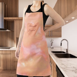 Peach & Pink Heart & Sky Bilingual "Amada" "Loved" Apron