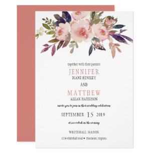 Purple And Peach Wedding Invitations 1