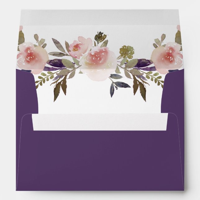 Peach Pink Lavender Purple Wildflowers A7 Envelope (Back (Bottom))