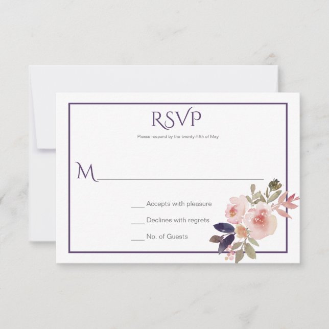 Peach Pink Lavender Purple Wildflowers RSVP (Front)