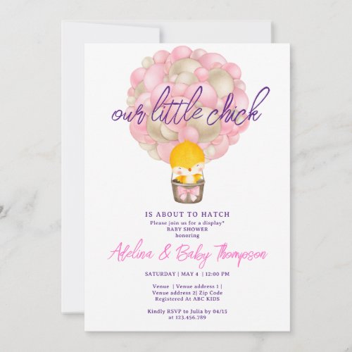 Peach Pink Little Chick About To Hatch Baby Shower Invitation