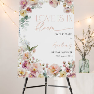 Peach Pink Love is in Bloom Bridal Shower Welcome Foam Board