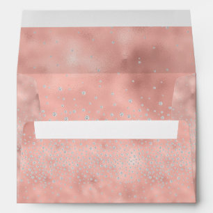 Peach Pink Metallic Glitter Chic Modern Elegant Envelope