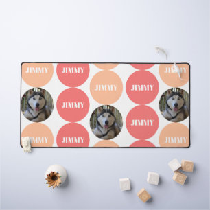 Peach Pink Modern Dog Photo  Desk Mat