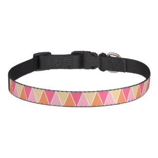 Peach Pink Modern Triangle Pattern Pet Collar