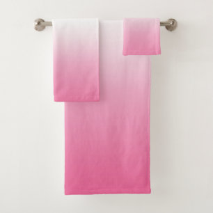 Peach Pink Ombre Gradient Color Bath Towel Set