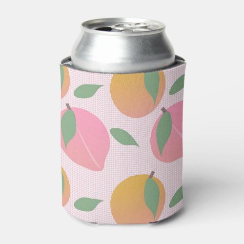 Peach Pink Orange Fruit Retro Pattern Can Cooler