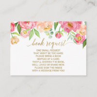 Peach & Pink Peony Book Request Invitation Insert