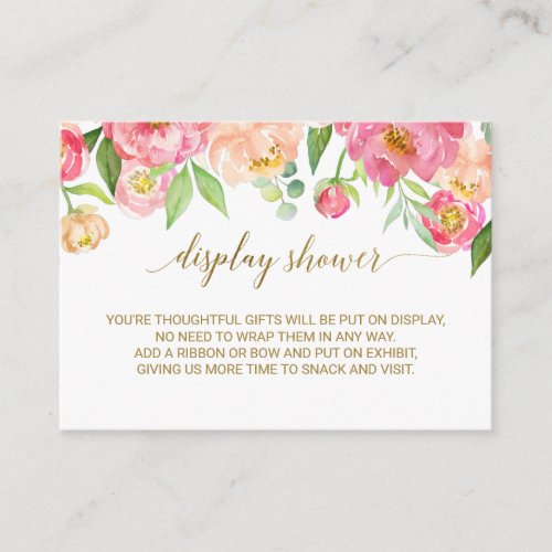 Peach  Pink Peony Display Shower Invite Insert