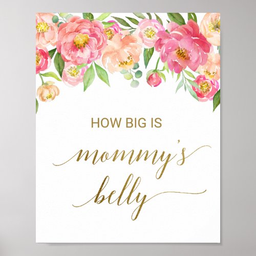 Peach  Pink Peony Flower How Big Is Mommys Belly Poster