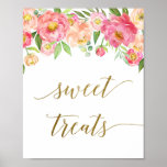 Peach &amp; Pink Peony Flower Sweet Treats Sign at Zazzle