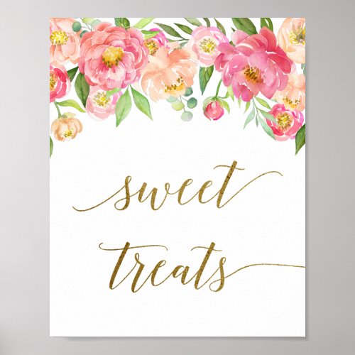 Peach  Pink Peony Flower Sweet Treats Sign