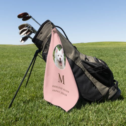 Peach Pink Pet Photo Personalized Golf Towel