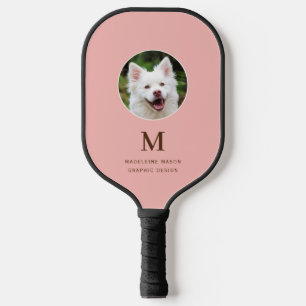 Peach Pink Pet Photo Personalized Pickleball Paddle