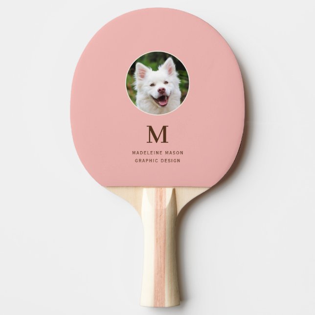 Peach Pink Pet Photo Personalized Ping Pong Paddle (Front)