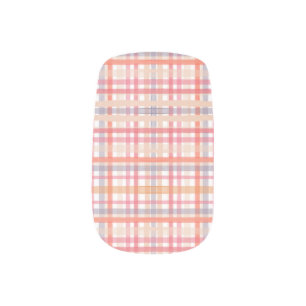 Peach & Pink Plaid MINX Nail Art Decals