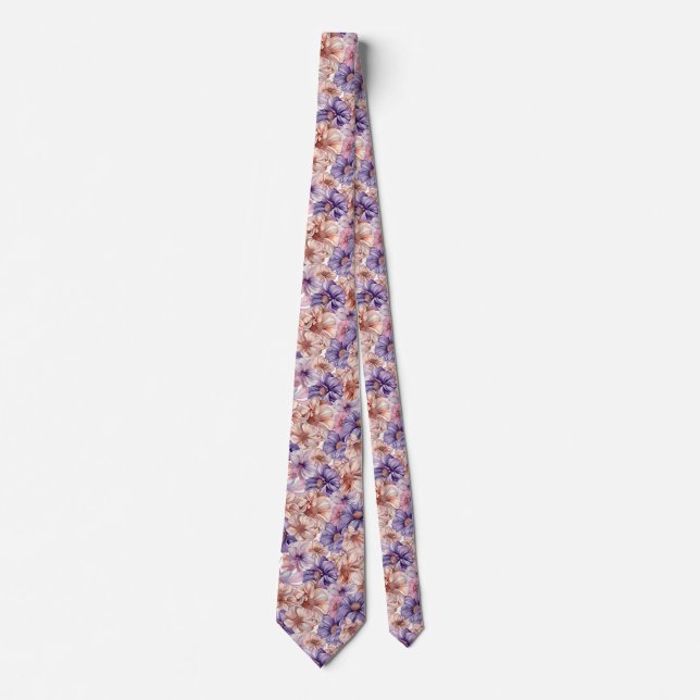Peach, Pink, Purple Floral Neck Tie (Front)