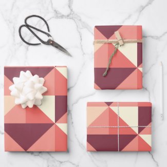 Peach Pink Purple Triangle Geometric Pattern 