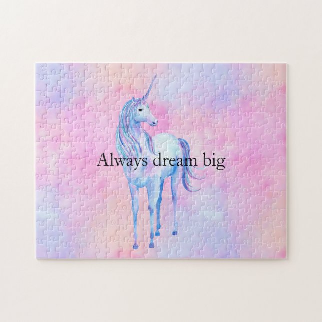 Peach Pink Purple Unicorn Jigsaw Puzzle (Horizontal)