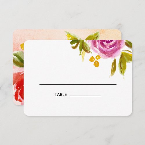 Peach Pink Red Floral Wedding Place Card