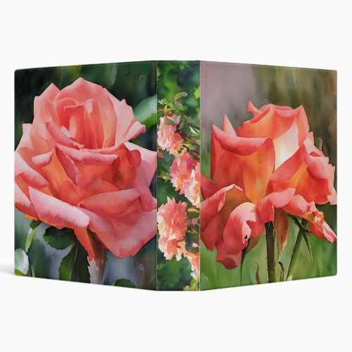 Peach Pink Rose Art Flower Floral Binder