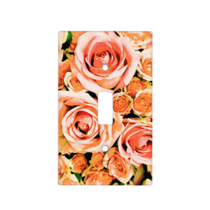 Peach pink rose bouquet light switch cover